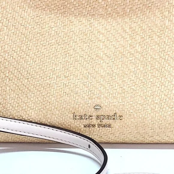 kate spade Alexia Straw Crossbody Clutch White Handbag 12x8 Retired Cottage